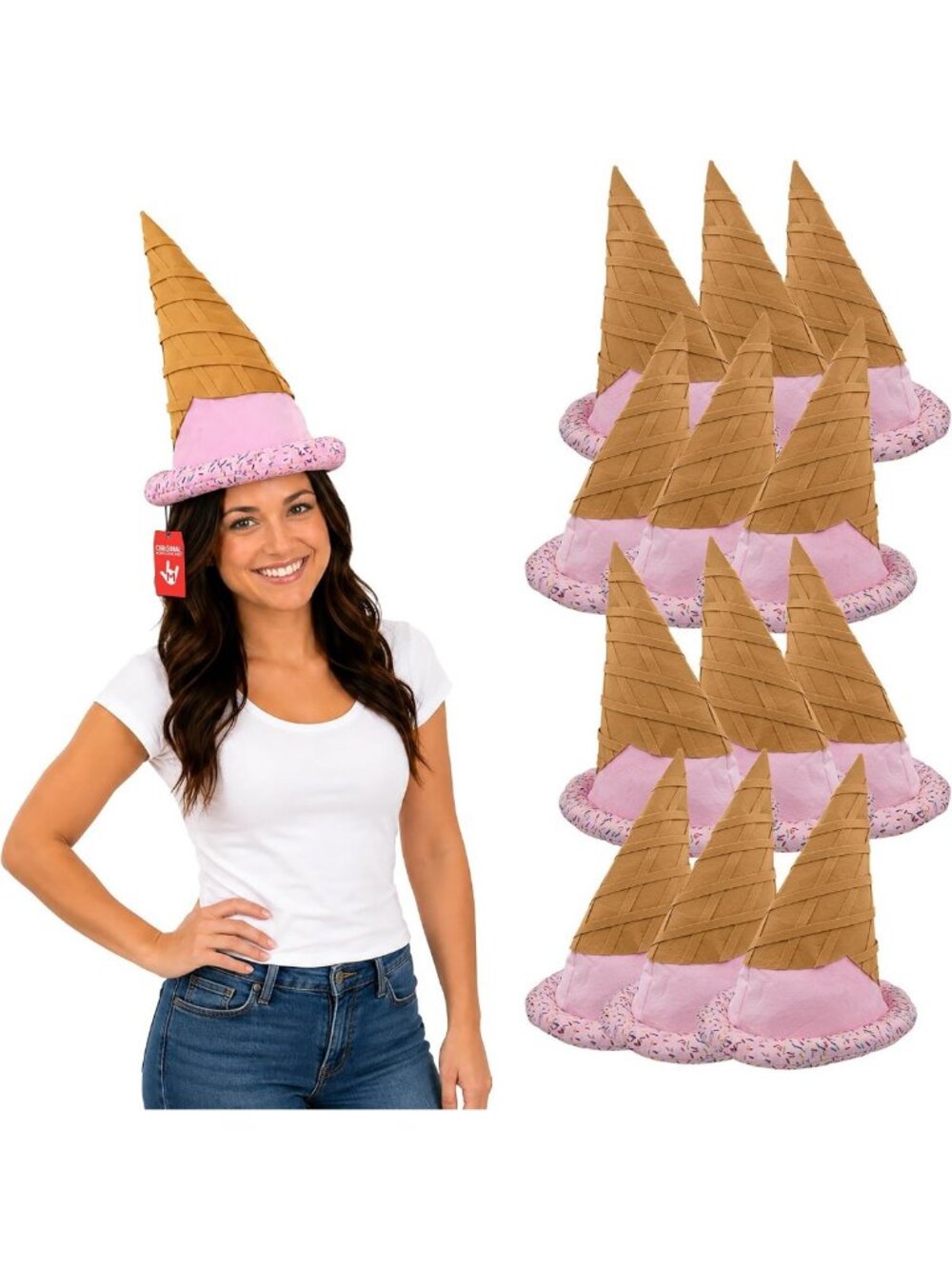 Colorful Ice Cream Cone Hat - Fun Halloween Costume Accessory for Parties